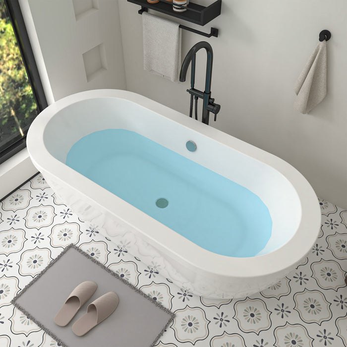 71" x 34" Modern Freestanding Acrylic Soaking Bathtub White Large Soaker Tub Chrome Drain UPC Certified VA6837 - HomeBeyond