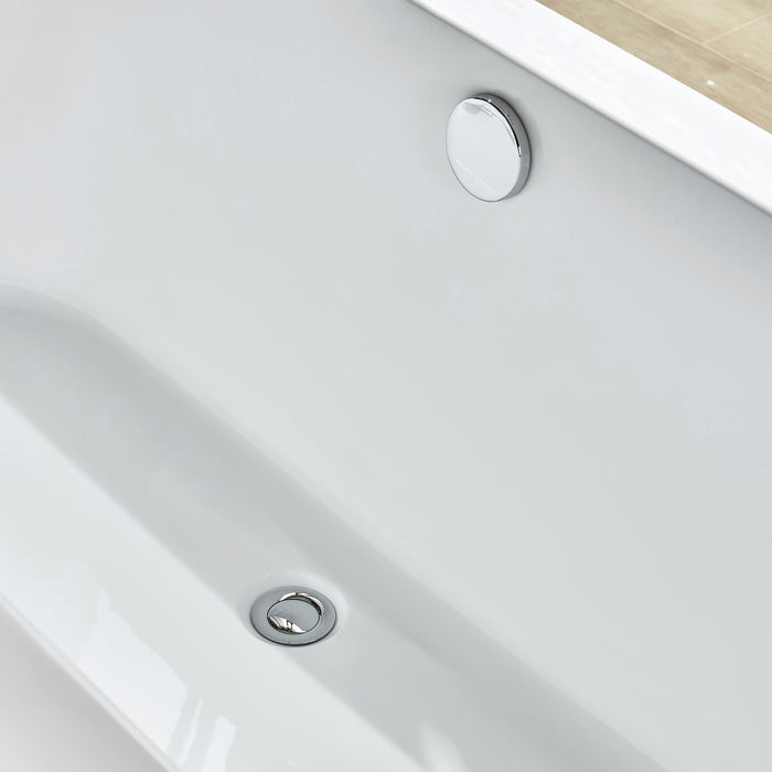 71" x 34" Modern Freestanding Acrylic Soaking Bathtub White Large Soaker Tub Chrome Drain UPC Certified VA6837 - HomeBeyond