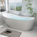 71" x 35" Modern Freestanding Acrylic Soaking Bathtub White Oval Single Slipper Soaker Tub VA6512-L - HomeBeyond