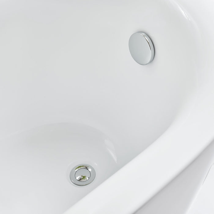 71" x 35" Modern Freestanding Acrylic Soaking Bathtub White Oval Single Slipper Soaker Tub VA6512-L - HomeBeyond