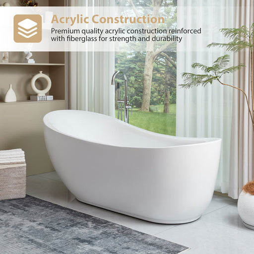 71" x 35" Modern Freestanding Acrylic Soaking Tub-VA6512-L - HomeBeyond