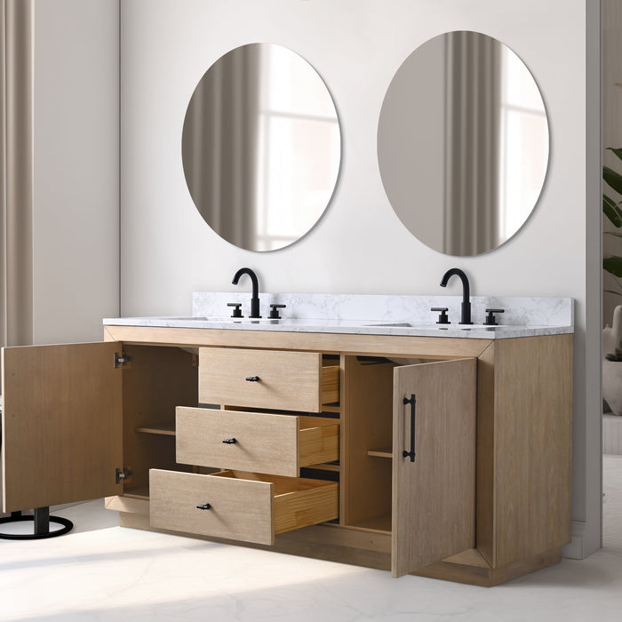 72" Double Sink Bathroom Vanity with Sink and Top, With Soft Closing Doors - HomeBeyond