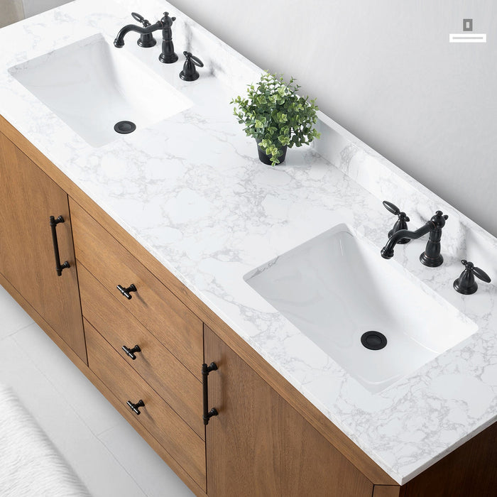72" Double Sink Bathroom Vanity with Sink and Top, With Soft Closing Doors - HomeBeyond