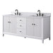 72" Double Sink Freestanding Bath Vanity Cabinet with White Engineered Marble Top - HomeBeyond