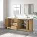 72" Double Sink Freestanding Bath Vanity Cabinet with White Engineered Marble Top - HomeBeyond