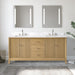 72" Double Sink Freestanding Bath Vanity Cabinet with White Engineered Marble Top - HomeBeyond