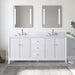 72" Double Sink Freestanding Bath Vanity Cabinet with White Engineered Marble Top - HomeBeyond