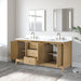 72" Double Sink Freestanding Bath Vanity Cabinet with White Engineered Marble Top - HomeBeyond