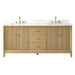 72" Double Sink Freestanding Bath Vanity Cabinet with White Engineered Marble Top - HomeBeyond