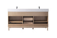 72" Double Sink Freestanding Bathroom Vanity with Milano Mist Engineered Stone Countertop, Integrated Ceramic Sink, Hidden Power & USB Charging Station and Hair Dryer Storage VA1272D - HomeBeyond