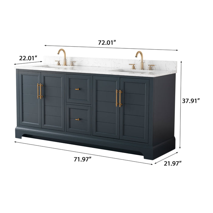 72" Double Sink Modern Bathroom Vanity Set with Countertop & Undermount Sinks – Large Storage Cabinet VA5072 - HomeBeyond