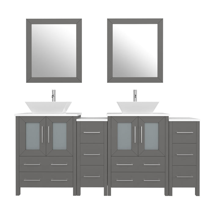 72" Double Sink Modern Bathroom Vanity Set with White Engineered Marble Top & Free Mirrors – Large Storage Cabinet with 10 Drawers VA3124-72 - HomeBeyond
