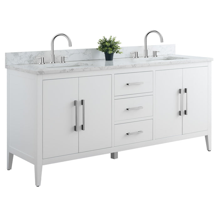 72" Double Sink Modern Freestanding Bathroom Vanity Set with Arabescato White Engineered Marble Top – Storage Cabinet with Soft-Closing Doors & Drawers VA9072 - HomeBeyond