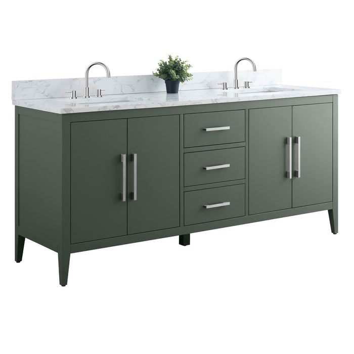 72" Double Sink Modern Freestanding Bathroom Vanity Set with Arabescato White Engineered Marble Top – Storage Cabinet with Soft-Closing Doors & Drawers VA9072 - HomeBeyond
