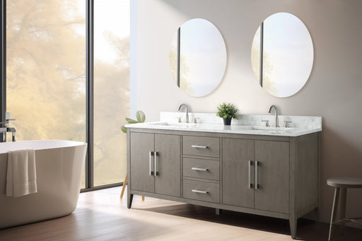 72" Double Sink Modern Freestanding Bathroom Vanity Set with Arabescato White Engineered Marble Top – Storage Cabinet with Soft-Closing Doors & Drawers VA9072 - HomeBeyond