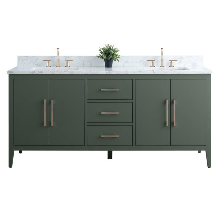 72" Double Sink Modern Freestanding Bathroom Vanity Set with Arabescato White Engineered Marble Top – Storage Cabinet with Soft-Closing Doors & Drawers VA9072 - HomeBeyond