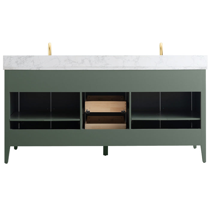 72" Double Sink Modern Freestanding Bathroom Vanity Set with Arabescato White Engineered Marble Top – Storage Cabinet with Soft-Closing Doors & Drawers VA9072 - HomeBeyond