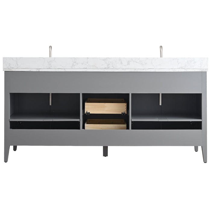 72" Double Sink Modern Freestanding Bathroom Vanity Set with Arabescato White Engineered Marble Top – Storage Cabinet with Soft-Closing Doors & Drawers VA9072 - HomeBeyond