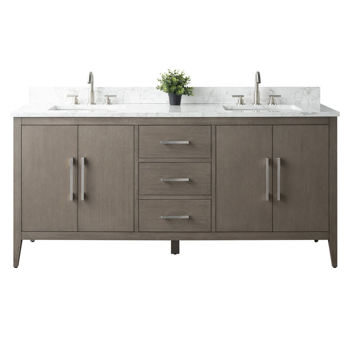 72" Double Sink Modern Freestanding Bathroom Vanity Set with Arabescato White Engineered Marble Top – Storage Cabinet with Soft-Closing Doors & Drawers VA9072 - HomeBeyond