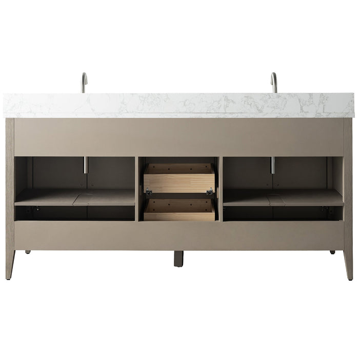 72" Double Sink Modern Freestanding Bathroom Vanity Set with Arabescato White Engineered Marble Top – Storage Cabinet with Soft-Closing Doors & Drawers VA9072 - HomeBeyond