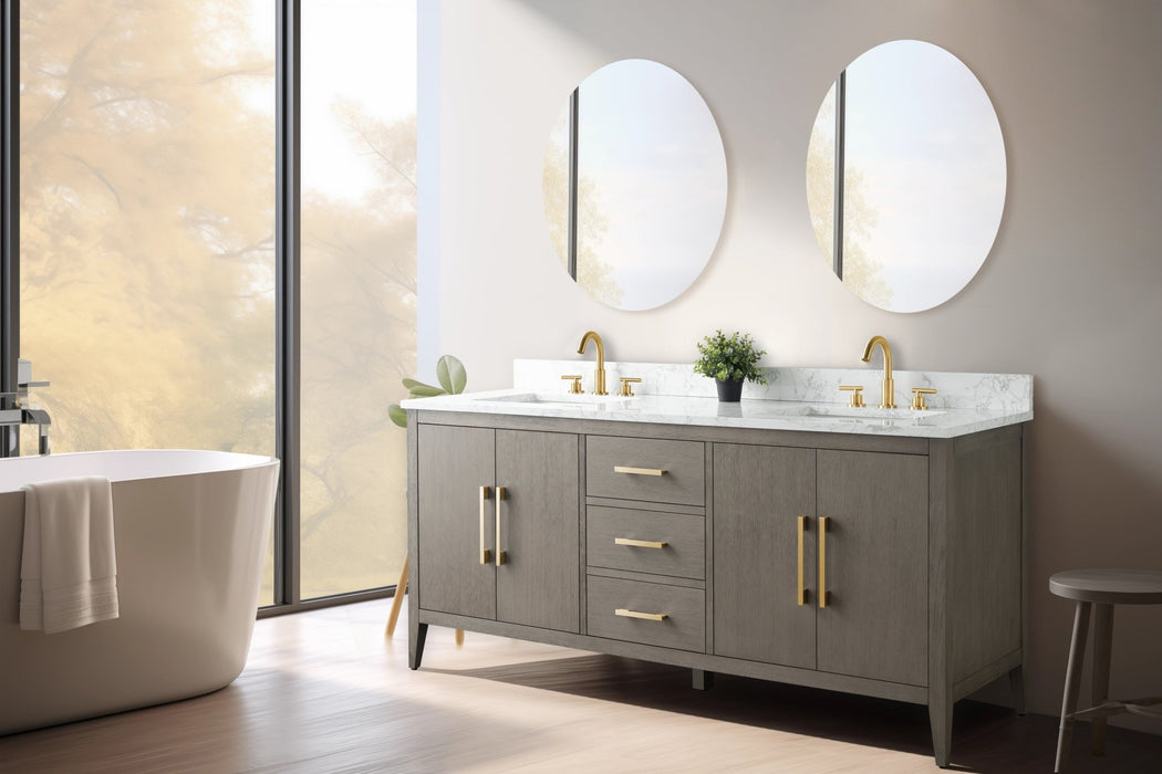 72" Double Sink Modern Freestanding Bathroom Vanity Set with Arabescato White Engineered Marble Top – Storage Cabinet with Soft-Closing Doors & Drawers VA9072 - HomeBeyond