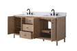 72" Freestanding Bathroom Vanity with Milano Mist Engineered Stone Countertop, Integrated Ceramic Sink, Hidden Power & USB Charging Station and Hair Dryer Storage - HomeBeyond