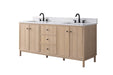 72" Freestanding Bathroom Vanity with Milano Mist Engineered Stone Countertop, Integrated Ceramic Sink, Hidden Power & USB Charging Station and Hair Dryer Storage - HomeBeyond