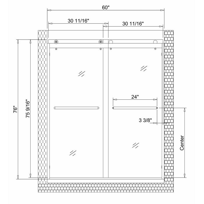 76 in. H x 60 in. W Framed Sliding Shower Door - HomeBeyond