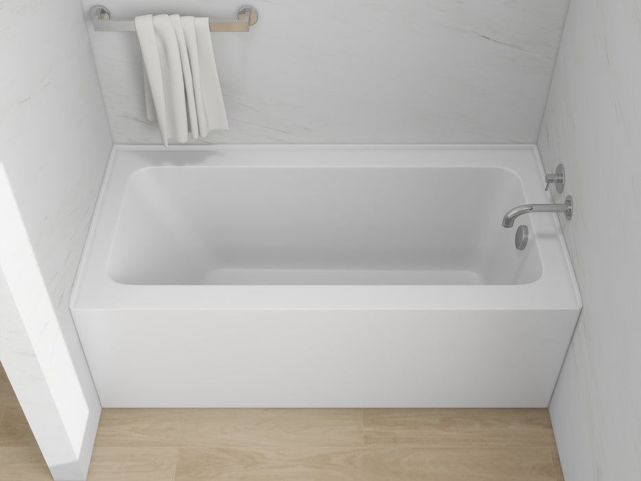 60" x 30" Modern Alcove Soaking Acrylic Bathtub with 3-Side Integral Tiling Flange Right Drain VA6302-LR