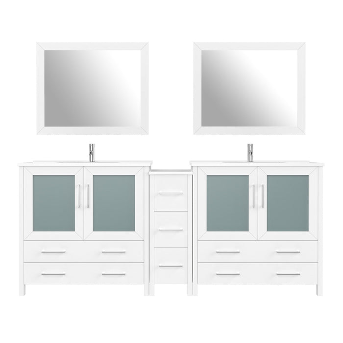 84" Double Sink Modern Bathroom Vanity Set with Ceramic Top & Free Mirrors – Large Storage Cabinet with 7 Drawers VA3036-84 - HomeBeyond