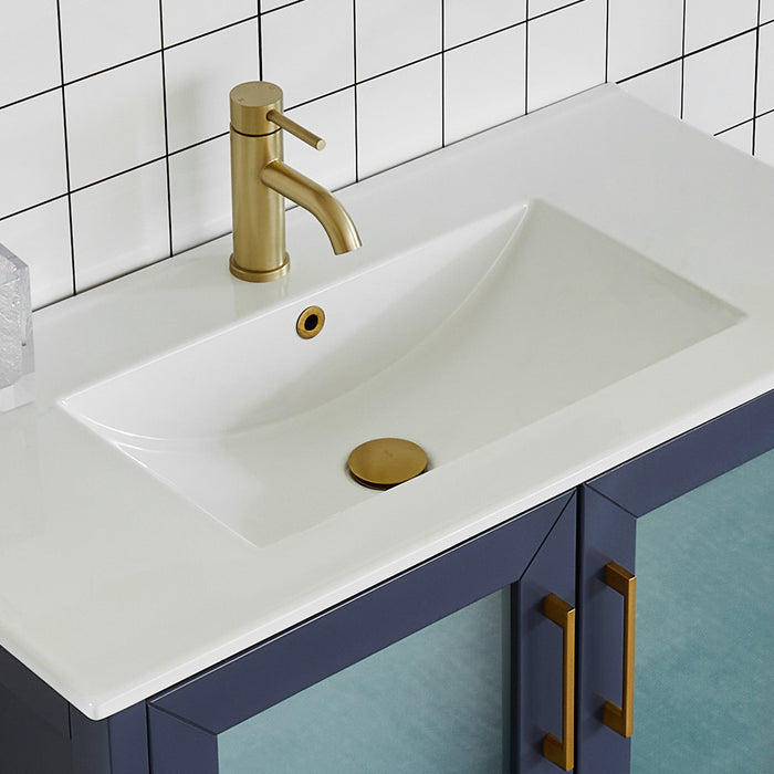 84" Double Sink Modern Bathroom Vanity Set with Ceramic Top & Free Mirrors – Large Storage Cabinet with 7 Drawers VA3036-84 - HomeBeyond