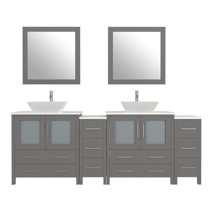 84" Double Sink Modern Bathroom Vanity Set with Engineered Marble Top & Free Mirrors – Large Storage Cabinet with 10 Drawers VA3130-84 - HomeBeyond