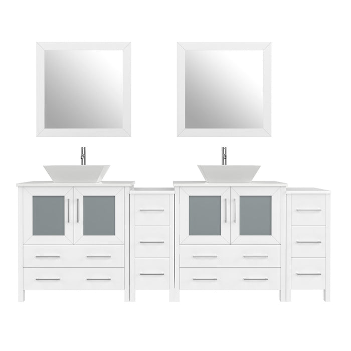 84" Double Sink Modern Bathroom Vanity Set with Engineered Marble Top & Free Mirrors – Large Storage Cabinet with 10 Drawers VA3130-84 - HomeBeyond
