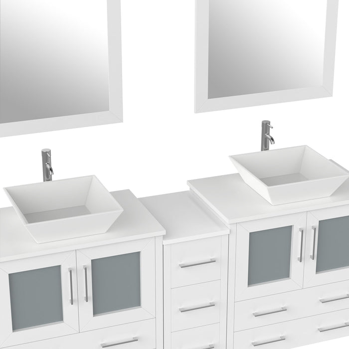 84" Double Sink Modern Bathroom Vanity Set with Engineered Marble Top & Free Mirrors – Large Storage Cabinet with 10 Drawers VA3130-84 - HomeBeyond