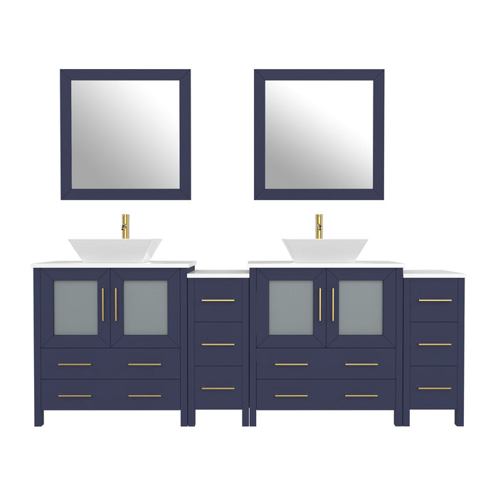 84" Double Sink Modern Bathroom Vanity Set with Engineered Marble Top & Free Mirrors – Large Storage Cabinet with 10 Drawers VA3130-84 - HomeBeyond