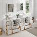 84" Double Sink Modern Bathroom Vanity Set with White Engineered Marble Top & Free Mirrors – Large Storage Cabinet with 13 Drawers VA3124-84 - HomeBeyond