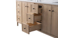 84" Freestanding Bathroom Vanity with Milano Mist Engineered Stone Countertop, Integrated Ceramic Sink, Hidden Power & USB Charging Station and Hair Dryer Storage - HomeBeyond