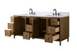 84" Freestanding Bathroom Vanity with Milano Mist Engineered Stone Countertop, Integrated Ceramic Sink, Hidden Power & USB Charging Station and Hair Dryer Storage - HomeBeyond