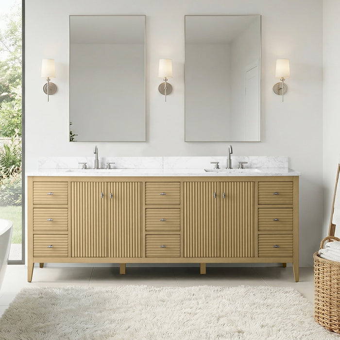 84" Freestanding Bathroom Vanity with Sink and Engineered Marble Top - HomeBeyond