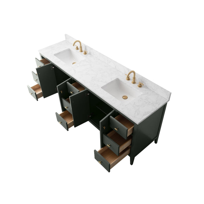 84" Freestanding Bathroom Vanity with Sink and Engineered Marble Top - HomeBeyond