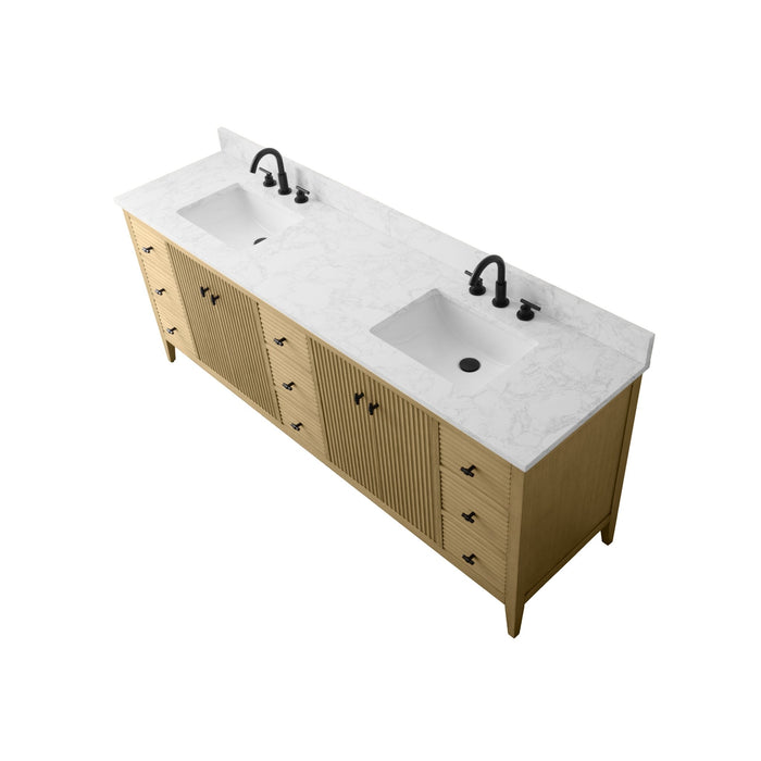 84" Freestanding Bathroom Vanity with Sink and Engineered Marble Top - HomeBeyond