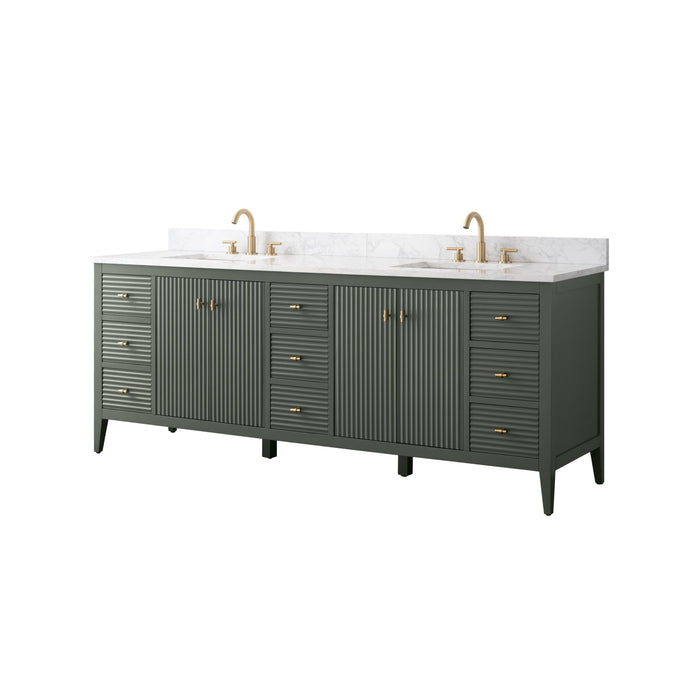 84" Freestanding Bathroom Vanity with Sink and Engineered Marble Top - HomeBeyond