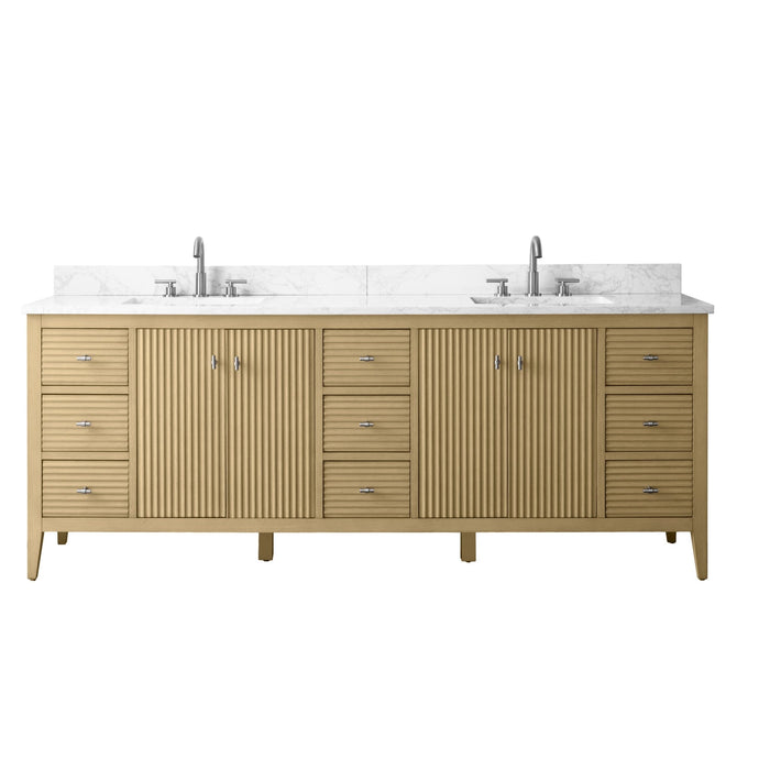 84" Freestanding Bathroom Vanity with Sink and Engineered Marble Top - HomeBeyond