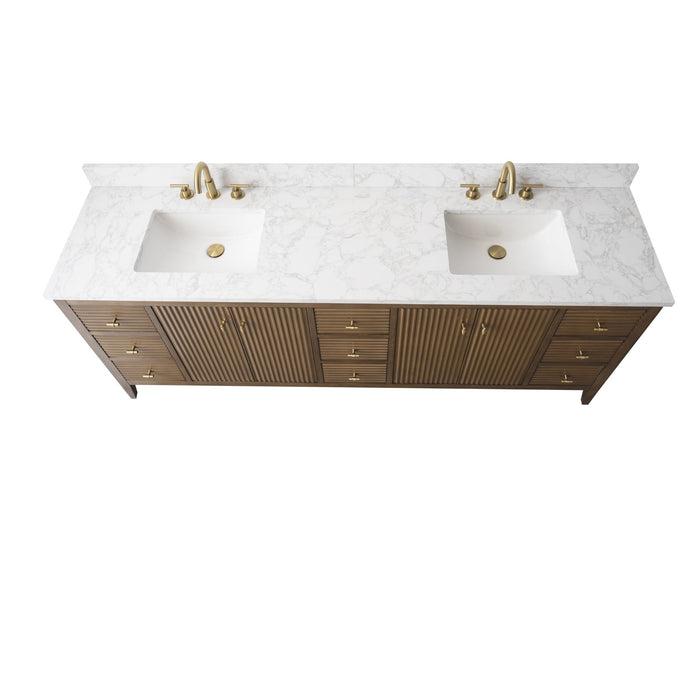 84" Freestanding Bathroom Vanity with Sink and Engineered Marble Top - HomeBeyond
