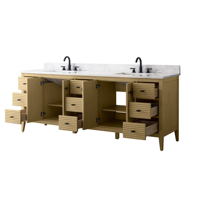84" Freestanding Bathroom Vanity with Sink and Engineered Marble Top - HomeBeyond