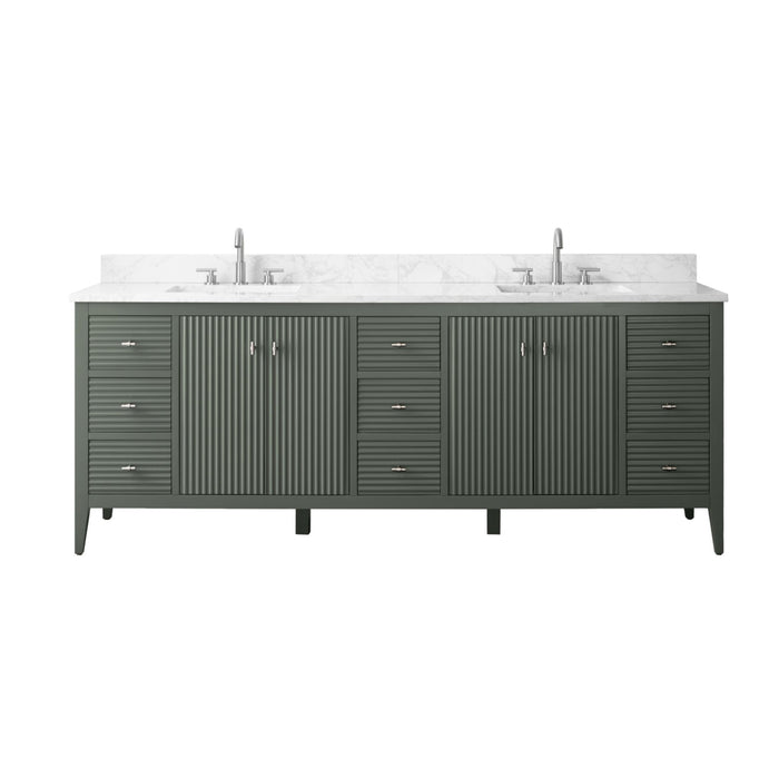 84" Freestanding Bathroom Vanity with Sink and Engineered Marble Top - HomeBeyond