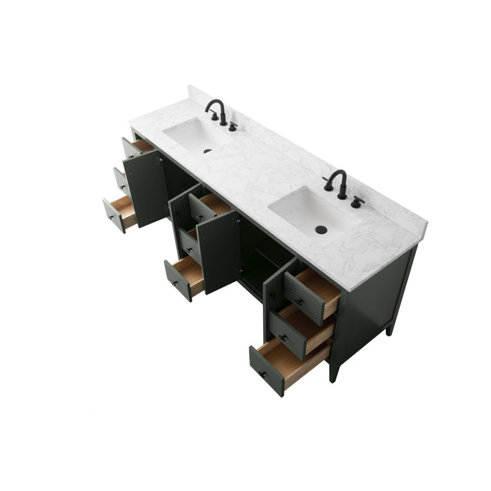 84" Freestanding Bathroom Vanity with Sink and Engineered Marble Top - HomeBeyond
