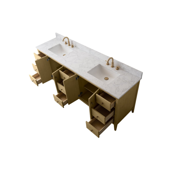 84" Freestanding Bathroom Vanity with Sink and Engineered Marble Top - HomeBeyond