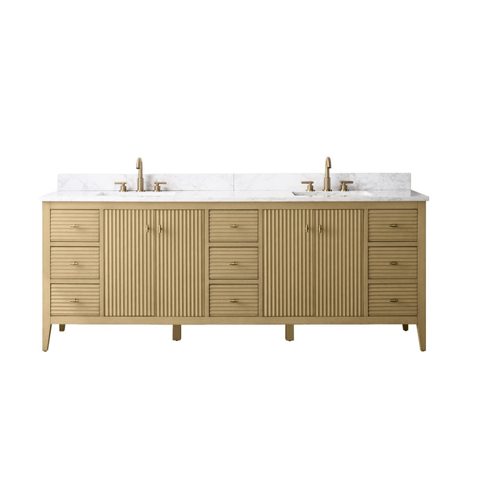 84" Freestanding Bathroom Vanity with Sink and Engineered Marble Top - HomeBeyond