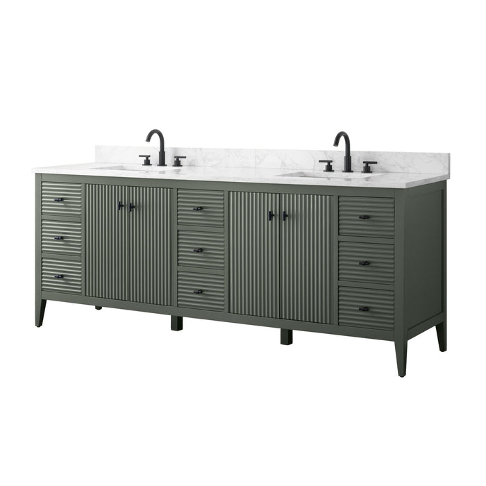 84" Freestanding Bathroom Vanity with Sink and Engineered Marble Top - HomeBeyond